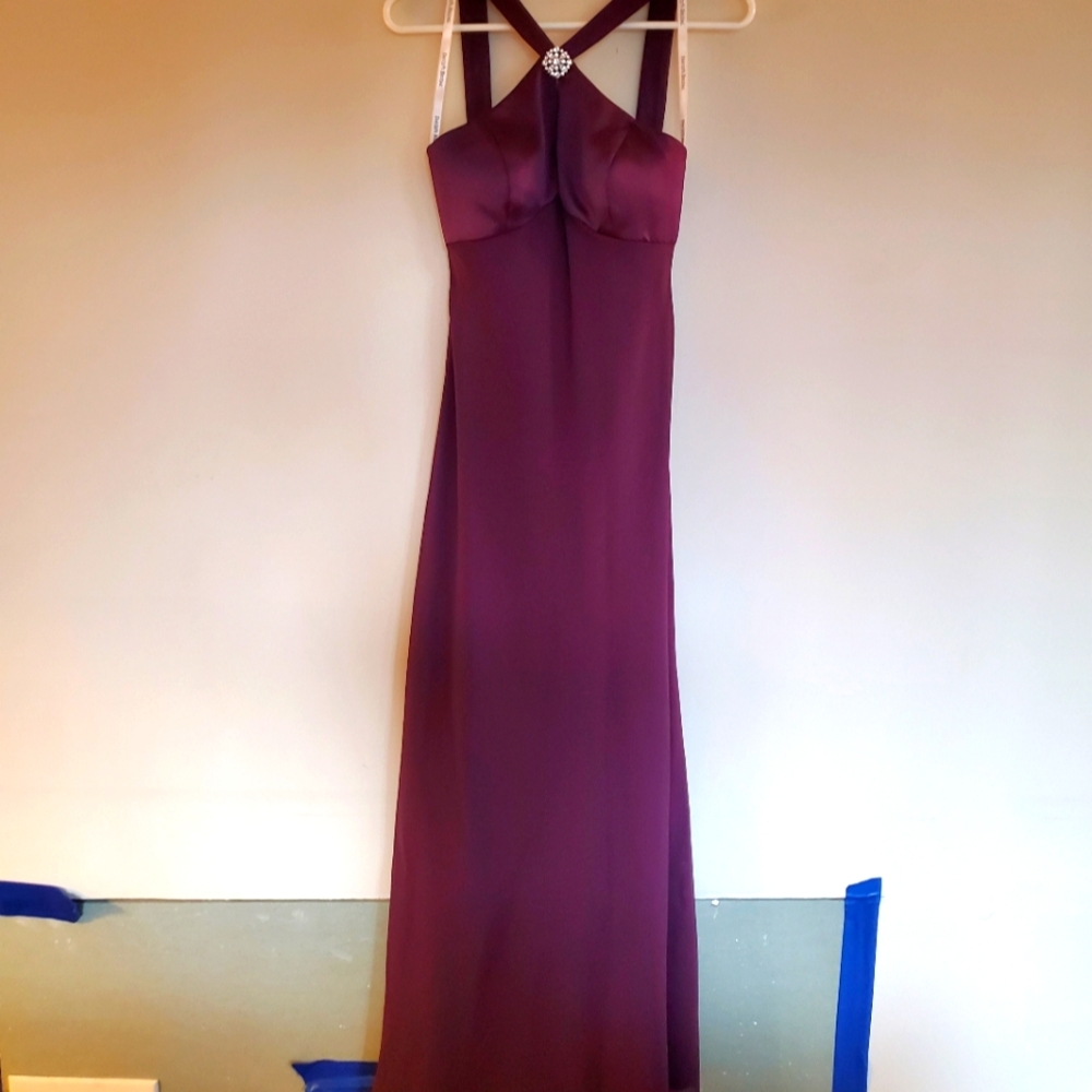 Women's Plum Gown with Crystal Broach